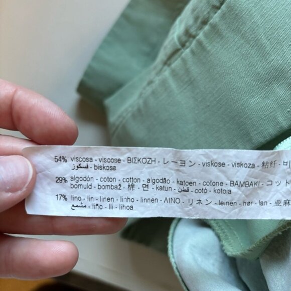 Zara Womens Light Green Linen Blend High Waist Pleated Shorts Retro Inspired - Picture 10 of 12